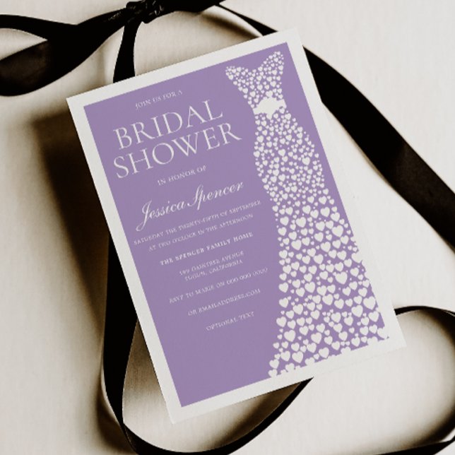 Invitación Pale Purple & White Wedding Dress Bridal Shower (Subido por el creador)