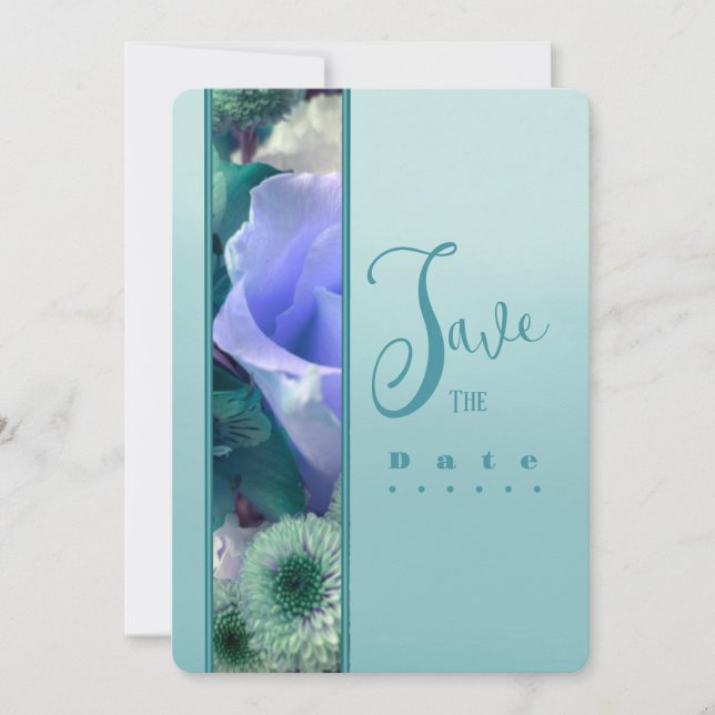 Invitación Pale Teal Rose Birthday Party Invitation (Anverso)