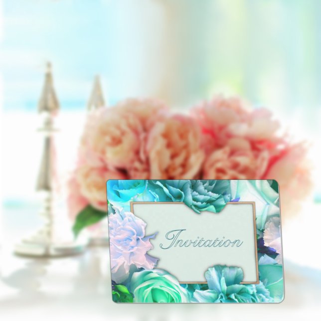 Invitación Pale Teal Rose Birthday Party Invitation (Subido por el creador)