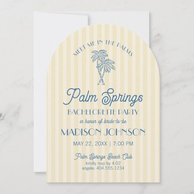 Invitación Paleta Amarilla Primavera Pastel Beach Bachelorrik (Anverso)