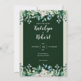 Invitación Paleta de acuarela verde de Boda de amor