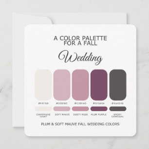 Invitación Paleta de Boda Otoño Rosa Suave Ciruela 2026 Tarje