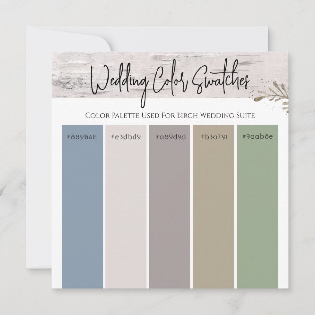 Invitación Paleta de color Birch Boda (Anverso)
