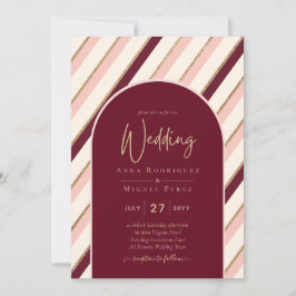 Invitación Paleta de colores Borgoña Boda de oro rosa