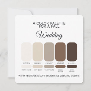 Invitación Paleta de Colores de Boda Otoñal Marrón 2026 Tarje