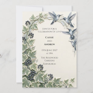 Invitación Paleta de Cuchillo de Hiedra y Colibrí Heirloom