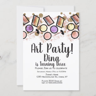 Invitación Paleta de pinceles para fiesta de cumpleaños de ar