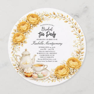 Invitación Paleta de té de fiesta de boda Amarillo Dorado