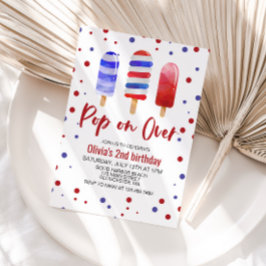 Invitación Paletas de Hielo Aparecen en Rojo Blanco Azul Cump