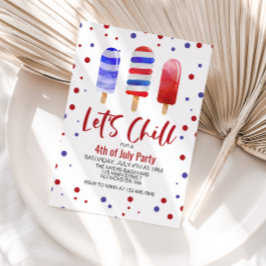 Invitación Paletas de hielo Rojas Blancas y Azules para relaj