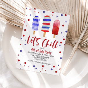 Invitación Paletas de hielo Rojas Blancas y Azules para relaj