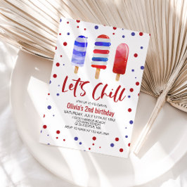 Invitación Paletas de Hielo Vamos a Enfriar Rojo Blanco Azul