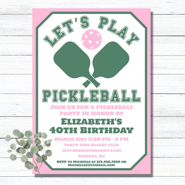 Invitación Paletas Deportivas Pickleball Party (Subido por el creador)
