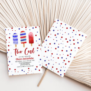 Invitación Paletas Dos Frio Rojo Blanco Azul Cumpleaños 2