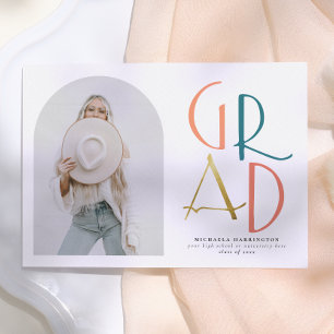 Invitación Palette Graduación Verde azulada y Gold Arch & G