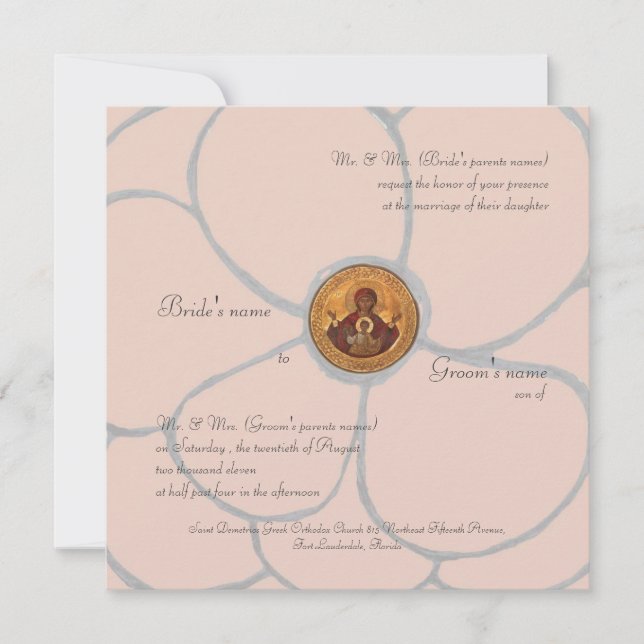 Invitación Palidezca - los pétalos rosados (Anverso)