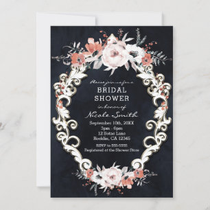 Invitación Pálido Floral Oscuro Tiza Elegante Chic Despedida 