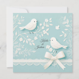 Invitación Pálido Verde azulado de encaje romántico y Boda de