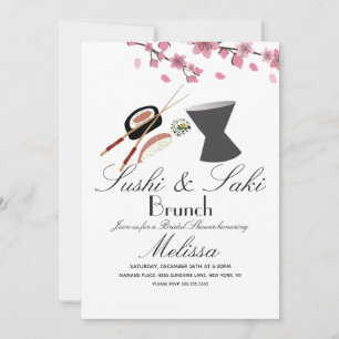 Invitación Palillos de Rollo de Sushi Árbol de Saki Despedida