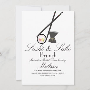 Invitación Palillos para rollos de sushi Saki Despedida de so