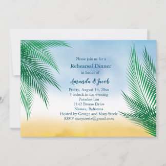 Invitación Palm acuarela deja cena de ensayo