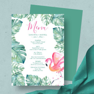 Invitación Palm acuarela Sale Menú Flamingo Rosado Tropical