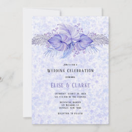 Invitación Palm azul púrpura tropical deja Boda