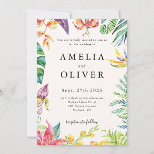 Invitación Palm Banana tropical deja Boda floral