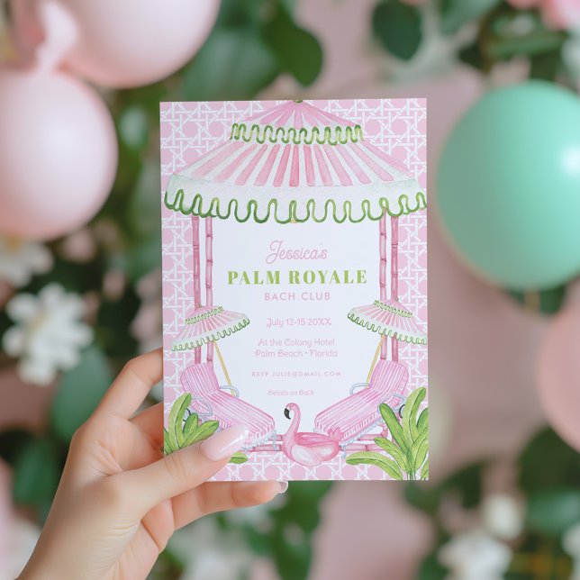 Invitación Palm Beach Cabana Bachelorette Weekend w Itinerary (Subido por el creador)