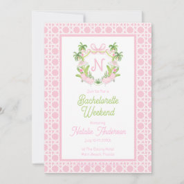 Invitación Palm Beach Monograma Escudo Bachelorette Weekend
