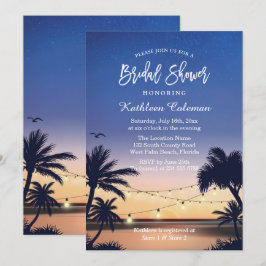 Invitación Palm Beach Sunset String ilumina la ducha de novia