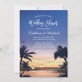 Invitación Palm Beach Sunset String Luces Wedding Ducha
