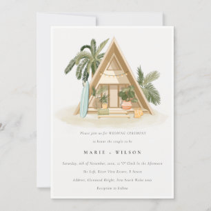 Invitación Palm Beach Tropical Shack Boda QR Código RSVP