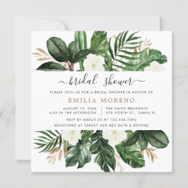 Invitación Palm Cactus Tropical Moderno Bridal Floral Blanco