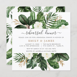 Invitación Palm Cactus Tropical Moderno Ensayo Floral Blanco