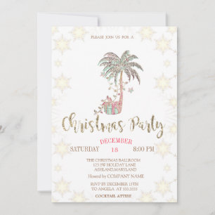 Invitación Palm Christmas Tree Present Company Fiesta