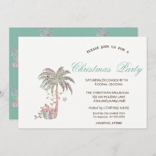Invitación Palm Christmas Tree Present Navidades Fiesta