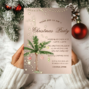 Invitación Palm Christmas Tree,Sparkle,Lights,Navidad Fiesta