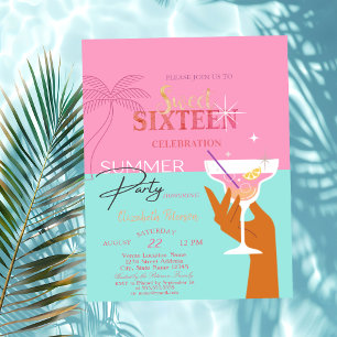 Invitación Palm Cocktail Summer Sweet 16 Fiesta