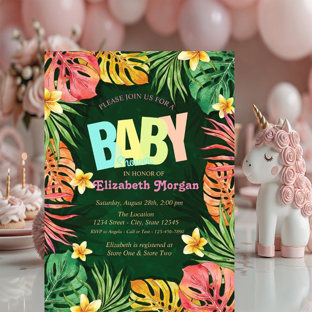 Invitación Palm colorida deja Baby Shower verde (Subido por el creador)