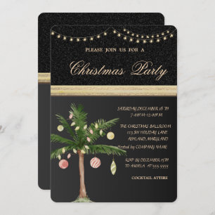 Invitación Palm de árbol de Navidad, negro, Fiesta de Navidad