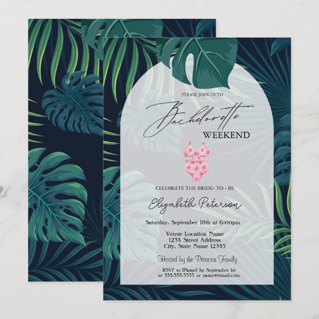 Invitación Palm De Bañera Deja La Bachelorette Party (Anverso / Reverso)
