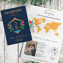 Invitación Palm de Escudo de pasaporte de destino de Boda de 