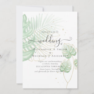 Invitación Palm de Isla Tropical deja boda de playa