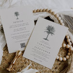 Invitación Palm de La Habana | Árbol de palma vintage todo en<br><div class="desc">La invitación a una boda de estilo playero vintage incluye un ilustracion de palmera esculpido en un verde cazador ennegrecido sobre un fondo de marfil de color blanco pálido, encima de los detalles de su boda en gris carbón vegetal para un toque costero de moda. Recomendamos imprimir este estilo en...</div>