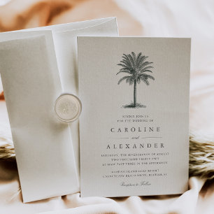 Invitación Palm de La Habana   Boda de árbol de palmas de épo