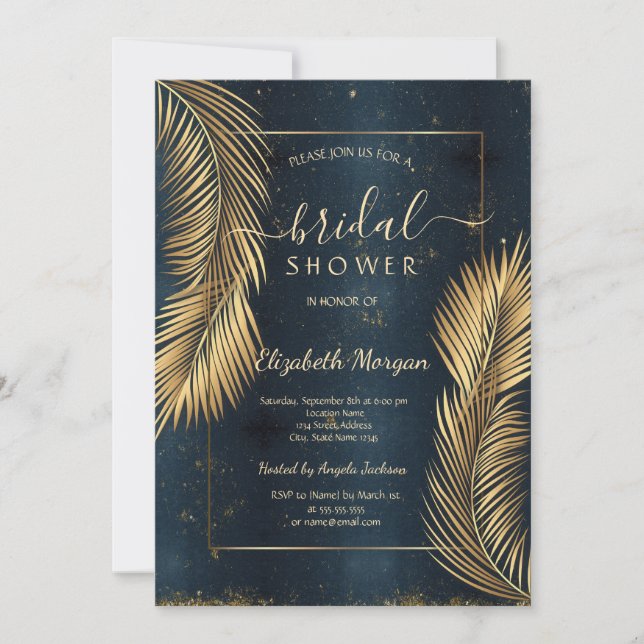 Invitación Palm de oro deja ducha de novia en la playa (Anverso)