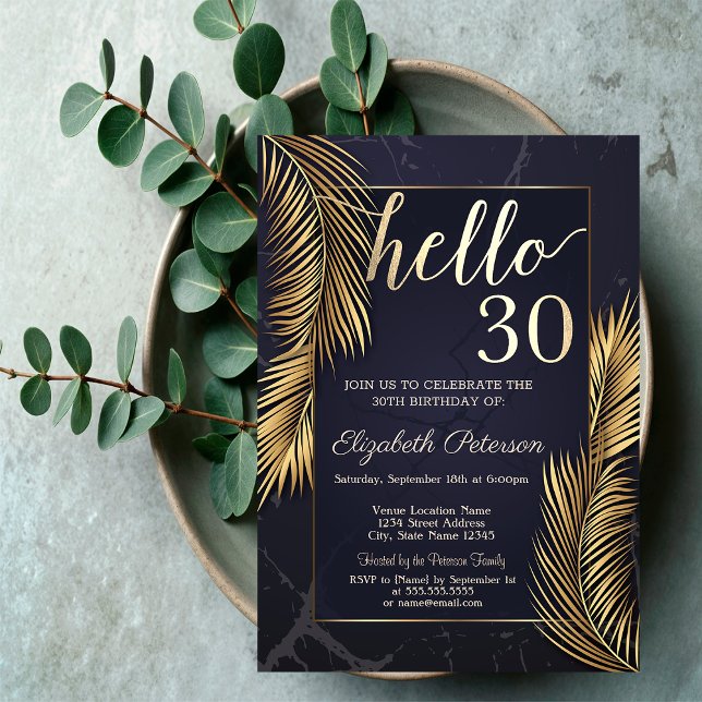 Invitación Palm de oro deja mármol 30 cumpleaños (Subido por el creador)
