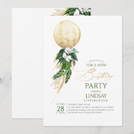 Invitación Palm de orquídeas blancas deja el cumpleaños del g