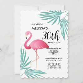 Invitación Palm Flamingo Rosa deja 30 cumpleaños